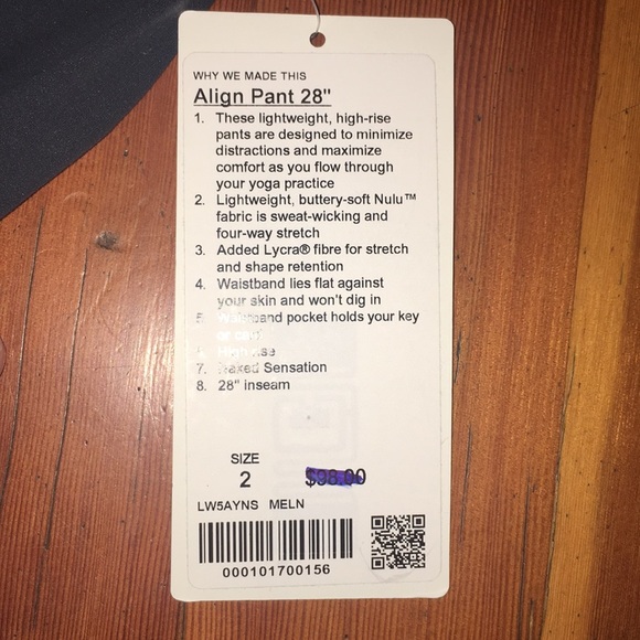 NWT LuluLemon Align Pant Leggings size 2 MELANITE - Picture 4 of 7